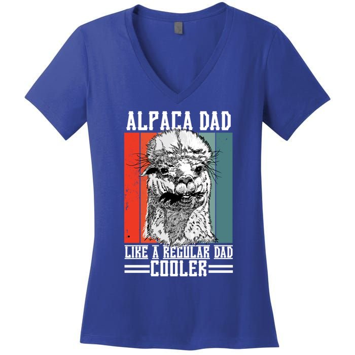 Alpaca Dad Like A Regular Dad Cooler Cute Gift Women's V-Neck T-Shirt