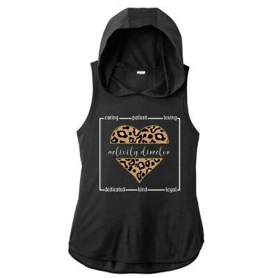 Activity Director Leopard Heart Ladies PosiCharge Tri-Blend Wicking Draft Hoodie Tank