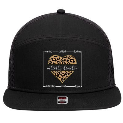 Activity Director Leopard Heart 7 Panel Mesh Trucker Snapback Hat