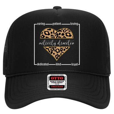 Activity Director Leopard Heart High Crown Mesh Back Trucker Hat