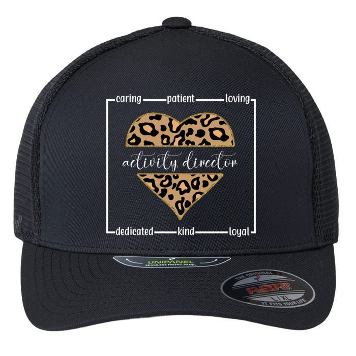 Activity Director Leopard Heart Flexfit Unipanel Trucker Cap