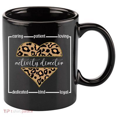 Activity Director Leopard Heart 11oz C Handle Ceramic Mug