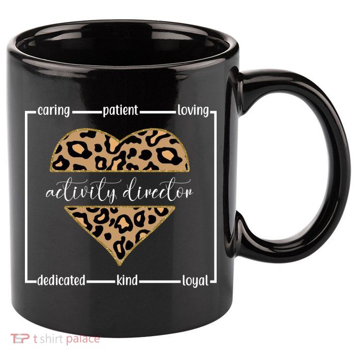 Activity Director Leopard Heart 11oz C Handle Ceramic Mug