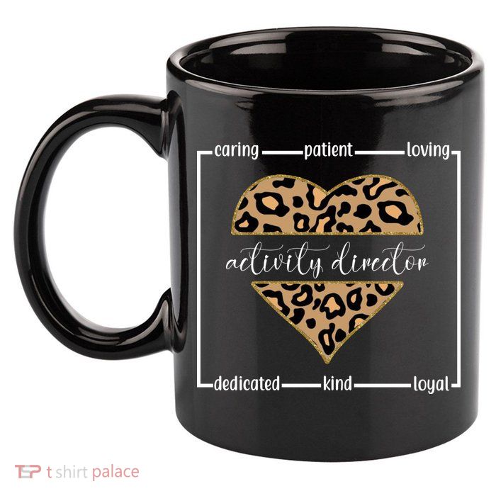 Activity Director Leopard Heart 11oz C Handle Ceramic Mug