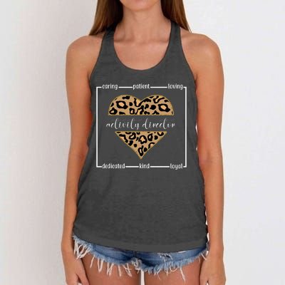 Activity Director Leopard Heart Women's Knotted Racerback Tank