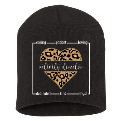 Activity Director Leopard Heart Short Acrylic Beanie