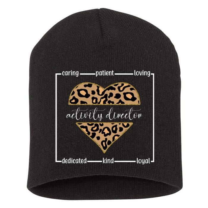 Activity Director Leopard Heart Short Acrylic Beanie