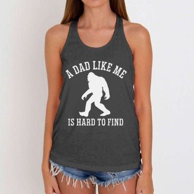 A Dad Like Me Is Hard To Find Bigfoot Dad Women's Knotted Racerback Tank