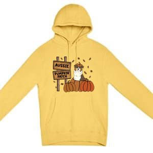 Aussie Dog Lovers Pumpkin Patch Thanksgiving Halloween Cute Gift Premium Pullover Hoodie