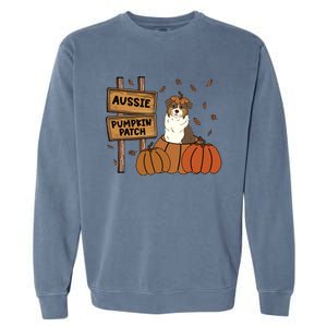 Aussie Dog Lovers Pumpkin Patch Thanksgiving Halloween Cute Gift Garment-Dyed Sweatshirt