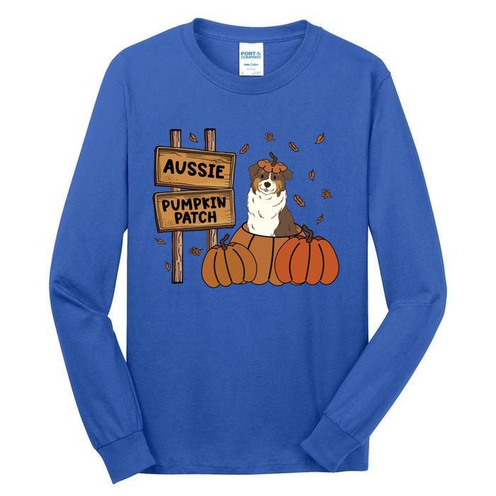 Aussie Dog Lovers Pumpkin Patch Thanksgiving Halloween Cute Gift Tall Long Sleeve T-Shirt