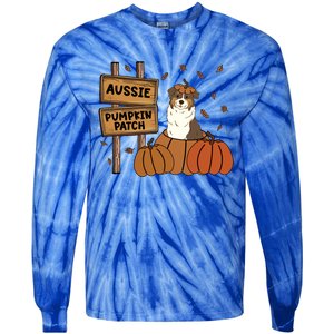 Aussie Dog Lovers Pumpkin Patch Thanksgiving Halloween Cute Gift Tie-Dye Long Sleeve Shirt