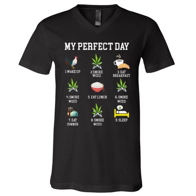 All Day Long Weed Lover Outfit  V-Neck T-Shirt