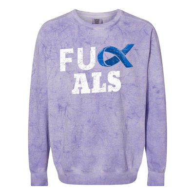 ALS Disease Lou Gehrig's Blue Ribbon Neurological Disorders Colorblast Crewneck Sweatshirt