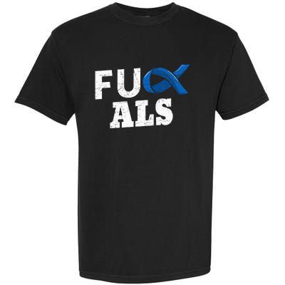 ALS Disease Lou Gehrig's Blue Ribbon Neurological Disorders Garment-Dyed Heavyweight T-Shirt