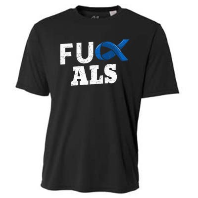 ALS Disease Lou Gehrig's Blue Ribbon Neurological Disorders Cooling Performance Crew T-Shirt