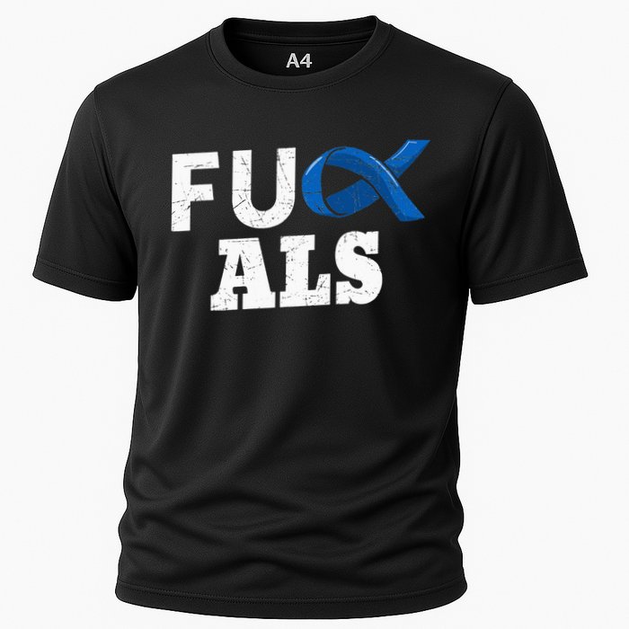 ALS Disease Lou Gehrig's Blue Ribbon Neurological Disorders Cooling Performance Crew T-Shirt