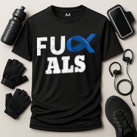 ALS Disease Lou Gehrig's Blue Ribbon Neurological Disorders Cooling Performance Crew T-Shirt