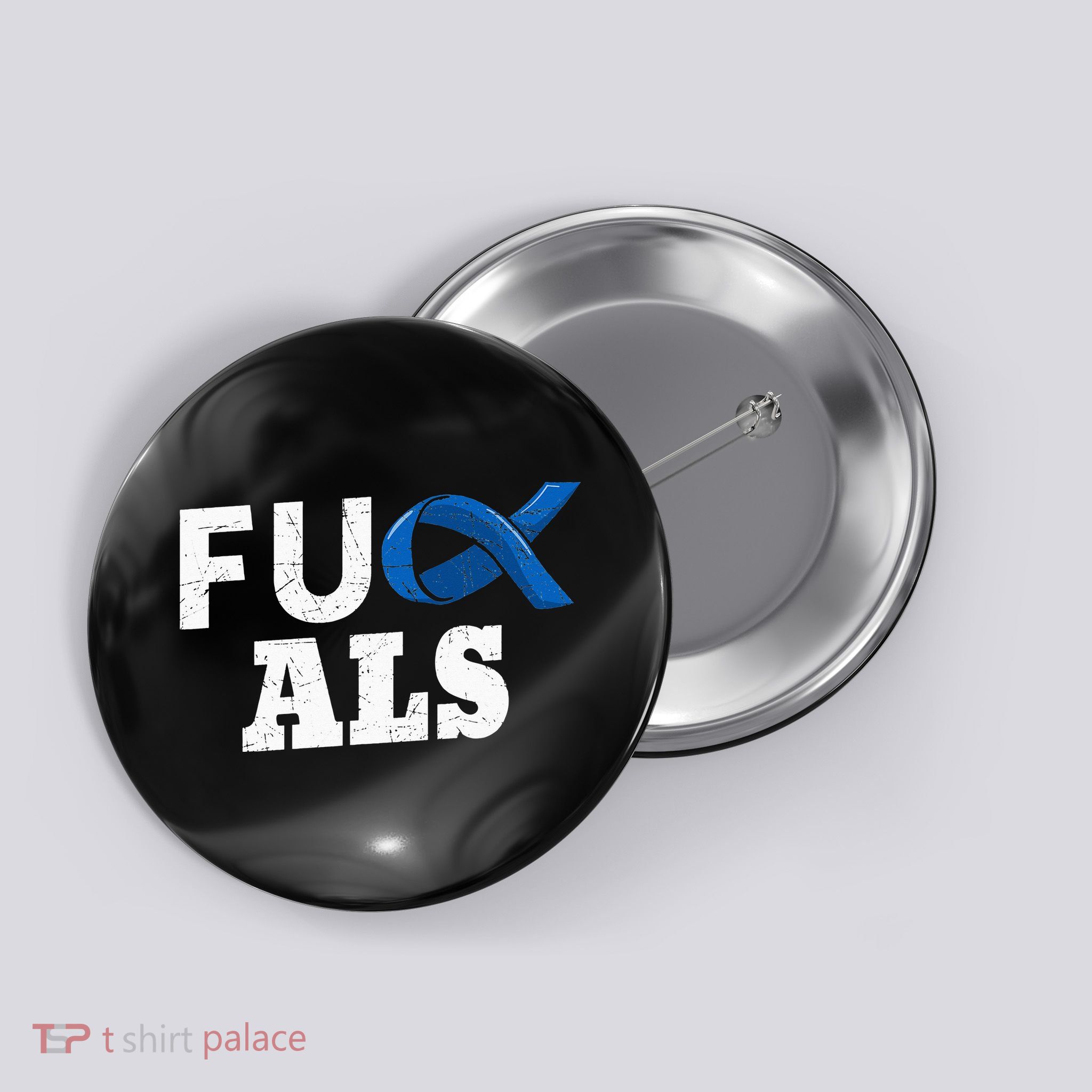 ALS Disease Lou Gehrig's Blue Ribbon Neurological Disorders Button