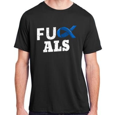 ALS Disease Lou Gehrig's Blue Ribbon Neurological Disorders Adult ChromaSoft Performance T-Shirt