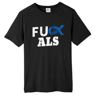 ALS Disease Lou Gehrig's Blue Ribbon Neurological Disorders Tall Fusion ChromaSoft Performance T-Shirt