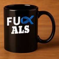ALS Disease Lou Gehrig's Blue Ribbon Neurological Disorders 11oz C Handle Ceramic Mug