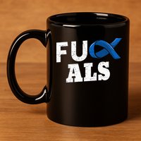 ALS Disease Lou Gehrig's Blue Ribbon Neurological Disorders 11oz C Handle Ceramic Mug