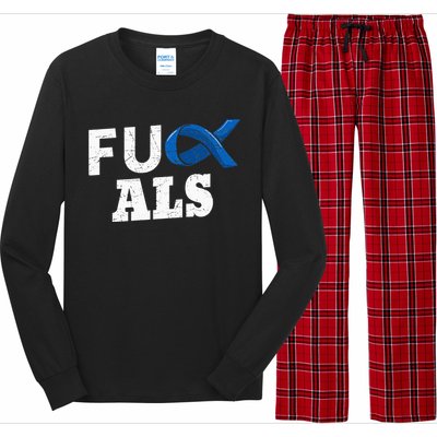 ALS Disease Lou Gehrig's Blue Ribbon Neurological Disorders Long Sleeve Pajama Set