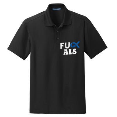 ALS Disease Lou Gehrig's Blue Ribbon Neurological Disorders Dry Zone Grid Polo