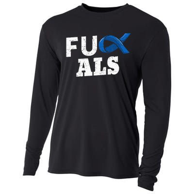 ALS Disease Lou Gehrig's Blue Ribbon Neurological Disorders Cooling Performance Long Sleeve Crew