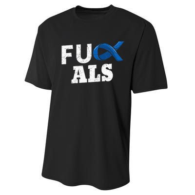 ALS Disease Lou Gehrig's Blue Ribbon Neurological Disorders Performance Sprint T-Shirt