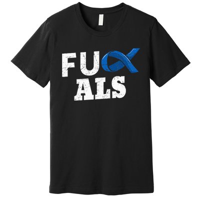 ALS Disease Lou Gehrig's Blue Ribbon Neurological Disorders Premium T-Shirt