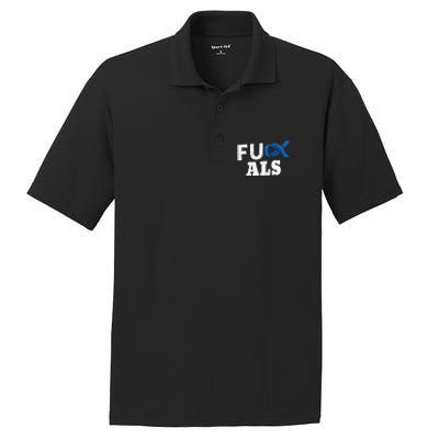 ALS Disease Lou Gehrig's Blue Ribbon Neurological Disorders PosiCharge RacerMesh Polo