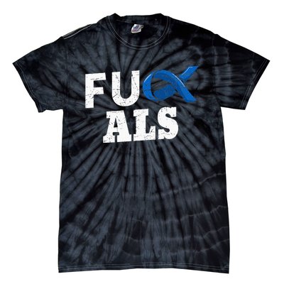 ALS Disease Lou Gehrig's Blue Ribbon Neurological Disorders Tie-Dye T-Shirt