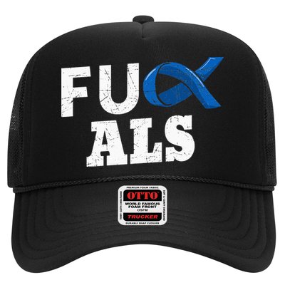 ALS Disease Lou Gehrig's Blue Ribbon Neurological Disorders Trucker Hat