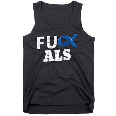 ALS Disease Lou Gehrig's Blue Ribbon Neurological Disorders Tank Top