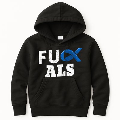 ALS Disease Lou Gehrig's Blue Ribbon Neurological Disorders Kids Hoodie