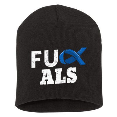 ALS Disease Lou Gehrig's Blue Ribbon Neurological Disorders Short Acrylic Beanie