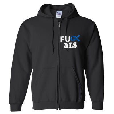 ALS Disease Lou Gehrig's Blue Ribbon Neurological Disorders Full Zip Hoodie