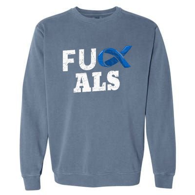 ALS Disease Lou Gehrig's Blue Ribbon Neurological Disorders Garment-Dyed Sweatshirt