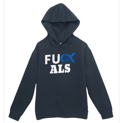 ALS Disease Lou Gehrig's Blue Ribbon Neurological Disorders Urban Pullover Hoodie