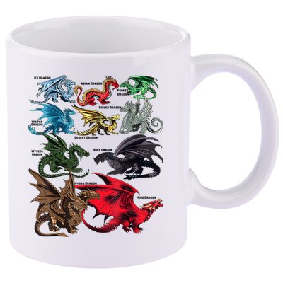 Awesome Dragon Lovers Types Of Dragons Gift 11oz C Handle Ceramic Mug