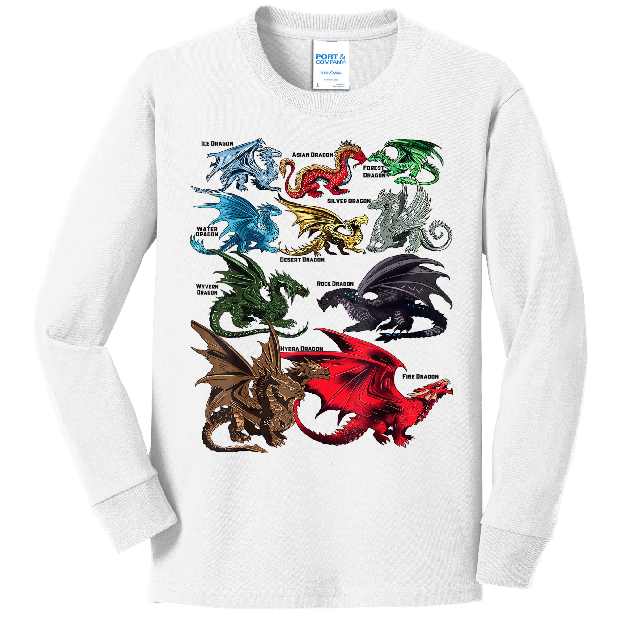 Awesome Dragon Lovers Types Of Dragons Gift Kids Long Sleeve Shirt