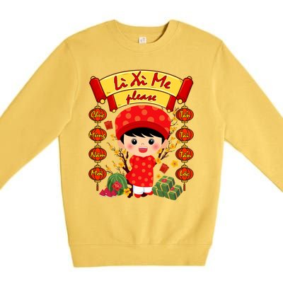 Ao Dai Li Xi Me Vietnamese Tet New Year Cool Gift Premium Crewneck Sweatshirt