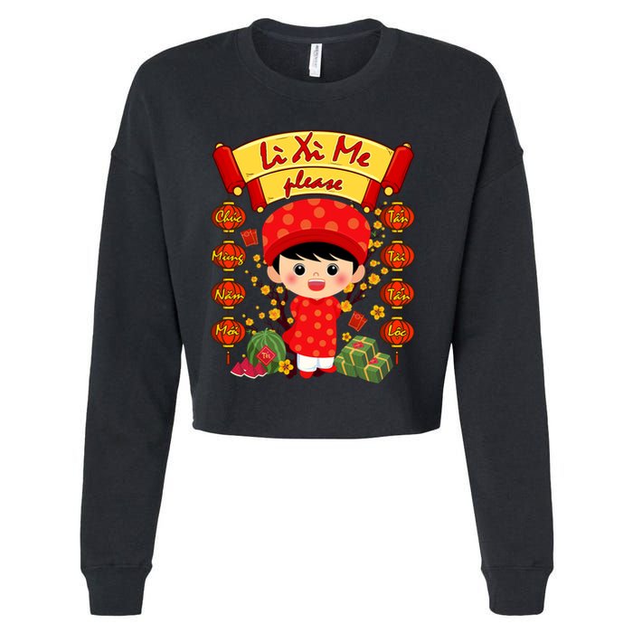 Ao Dai Li Xi Me Vietnamese Tet New Year Cool Gift Cropped Pullover Crew