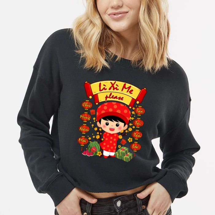 Ao Dai Li Xi Me Vietnamese Tet New Year Cool Gift Cropped Pullover Crew
