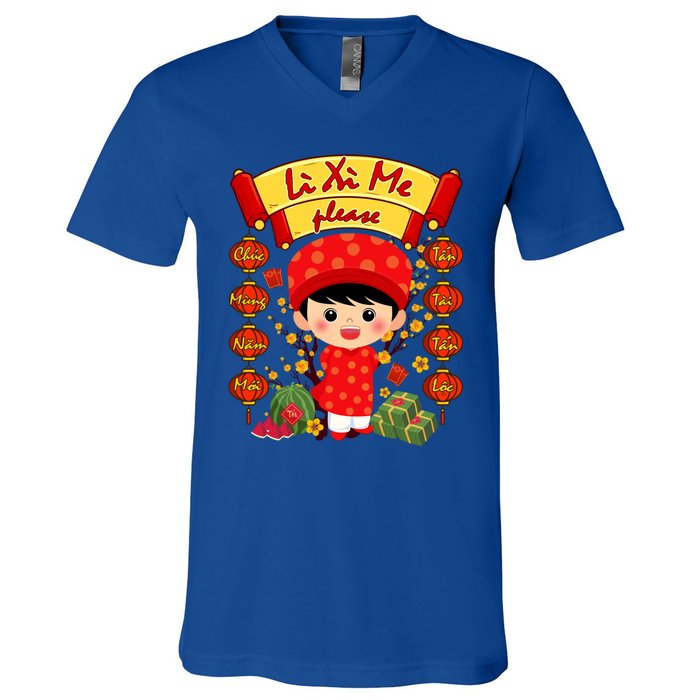 Ao Dai Li Xi Me Vietnamese Tet New Year Cool Gift V-Neck T-Shirt