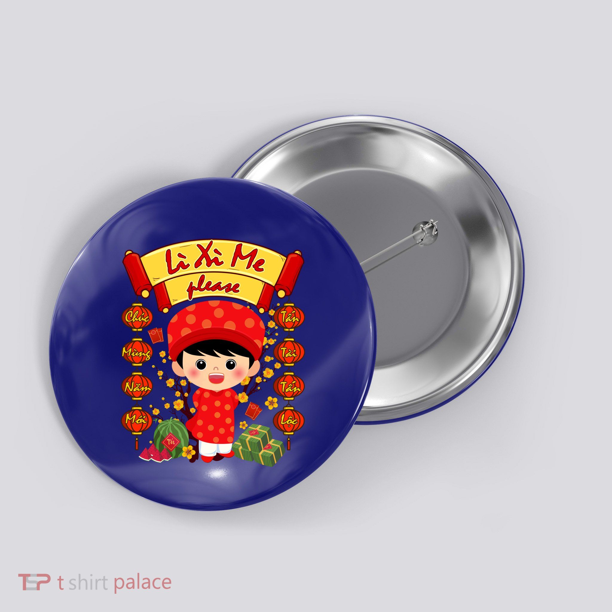 Ao Dai Li Xi Me Vietnamese Tet New Year Cool Gift Button