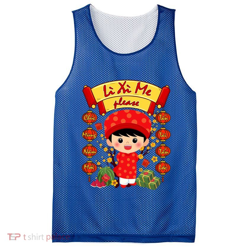 Ao Dai Li Xi Me Vietnamese Tet New Year Cool Gift Mesh Reversible Basketball Jersey Tank