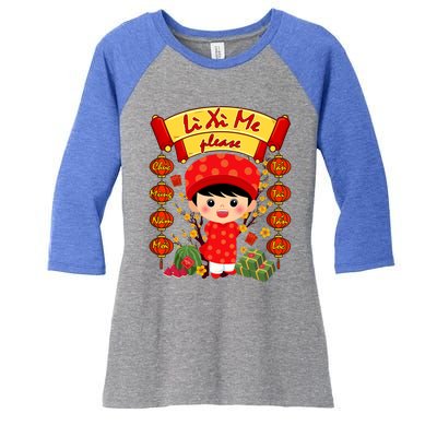 Ao Dai Li Xi Me Vietnamese Tet New Year Cool Gift Women's Tri-Blend 3/4-Sleeve Raglan Shirt